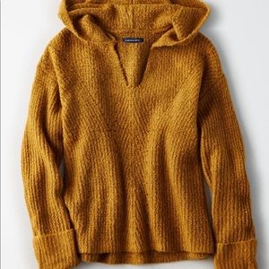 NWT AEO Waffle Hooded Sweatshirt, Mustard